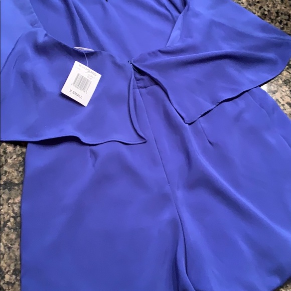 Mustard Seed deep V plunge blue romper XS - Picture 6 of 7